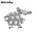PENDRA Pearl Sheep Rhinestone Brooch
