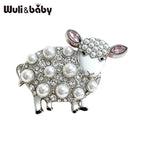 PENDRA Pearl Sheep Rhinestone Brooch