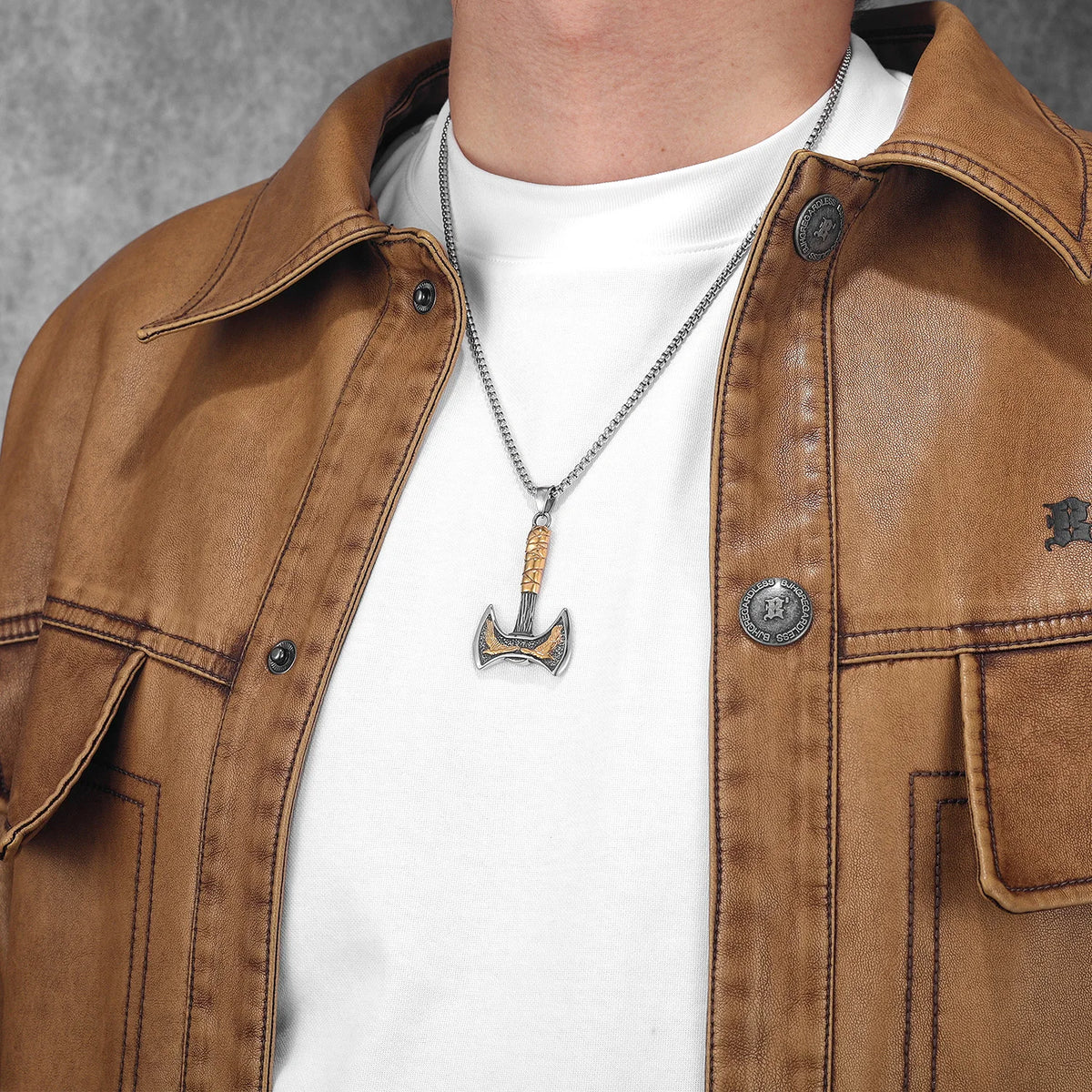 PENDRA Phoenix Axe Steel Necklace
