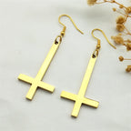PENDRA Invertedcross Gothic Drop Earrings
