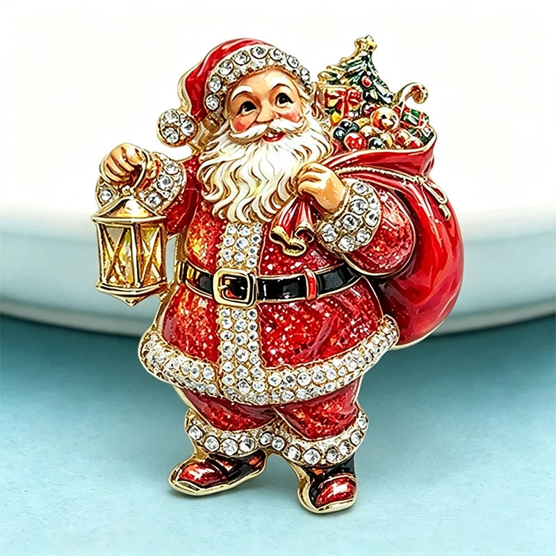 Wuli&baby Christmas Father Brooches For Women Unisex 2-color Taking Gifts Santa Claus New Year Party Brooch Pins Gift