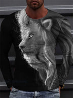 PENDRA Black White Lion Long-Sleeve Long Sleeve T-Shirt