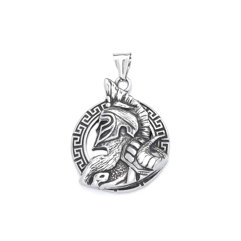 PENDRA Sparta Warrior Vintage Stainless Steel Pendant Necklace