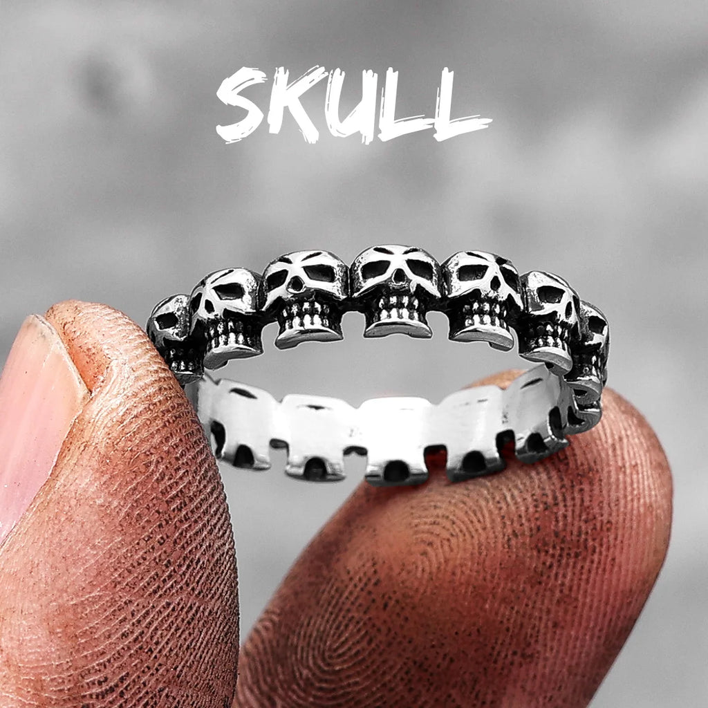 PENDRA Skull Biker Steel Ring