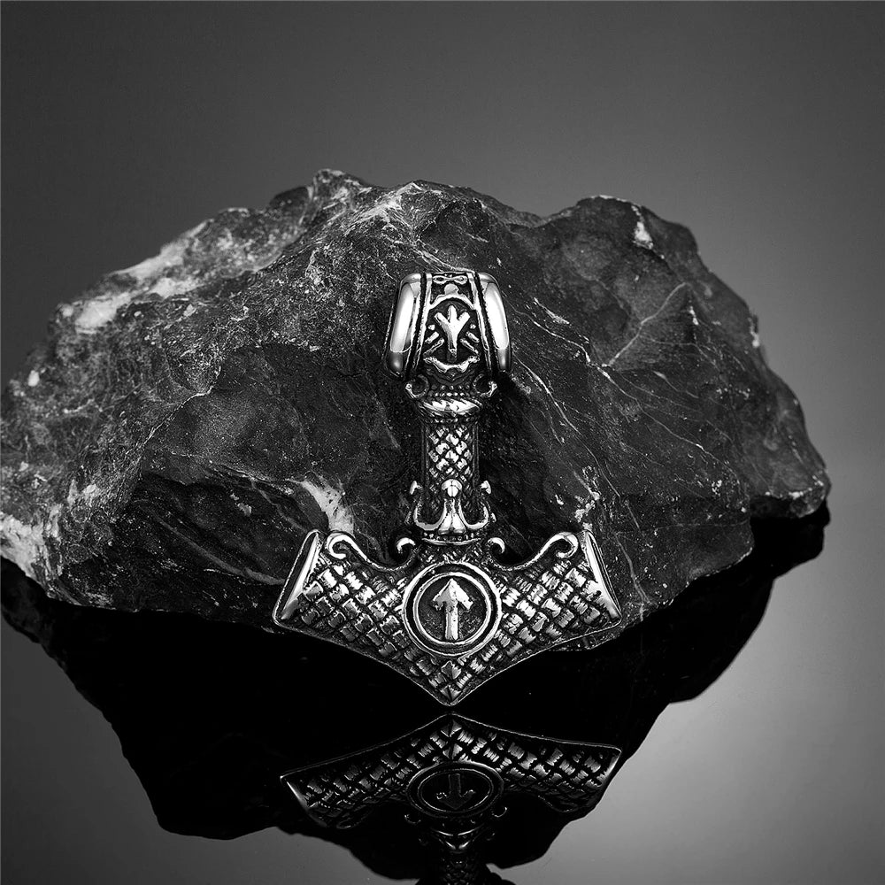 PENDRA Crow Rune Steel Necklace