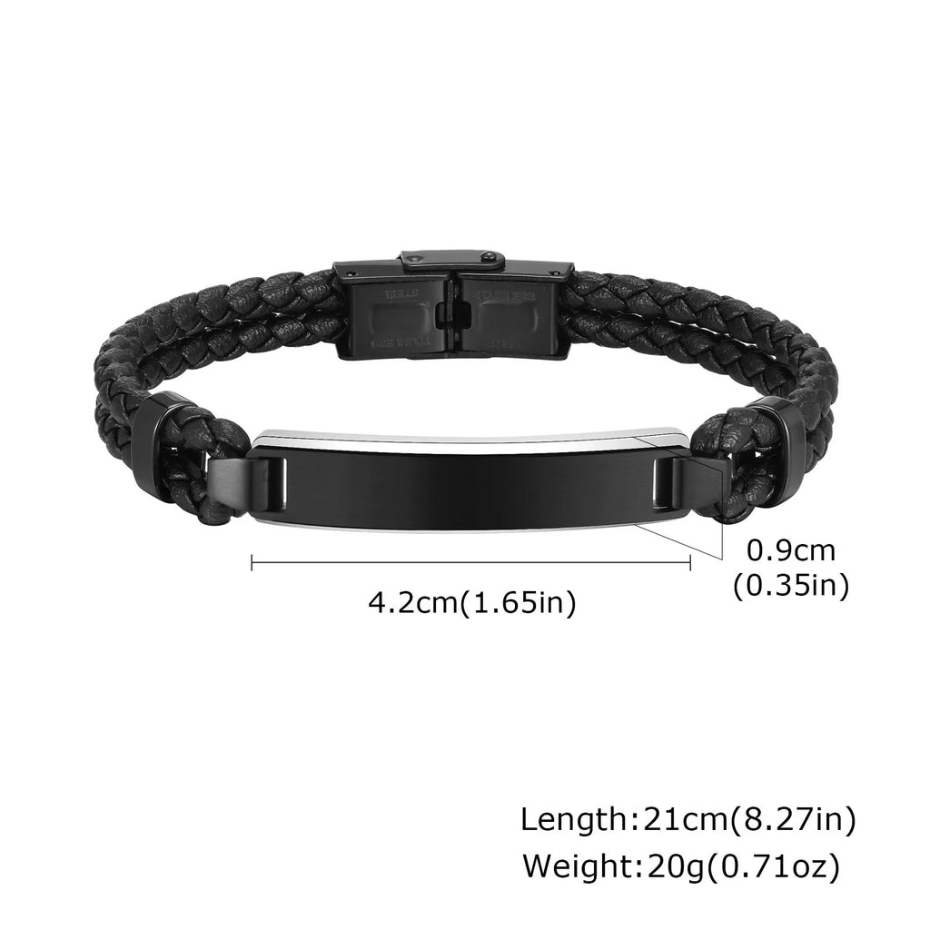 Stylsh Customized Bracelets for Men,Double Microfiber Round Leather Rope Wristband,Personalized Gentle Gifts to AHusband