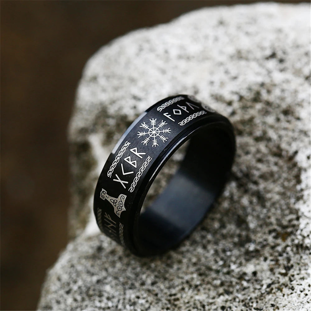 PENDRA Rune Gold Steel Ring
