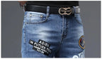 Spring Summer White Hot Drill Ripped Cowboy Korean Style Streetwear Men Washed Luxury Holes Slim Hip-hop Stylish Jeans Trousers