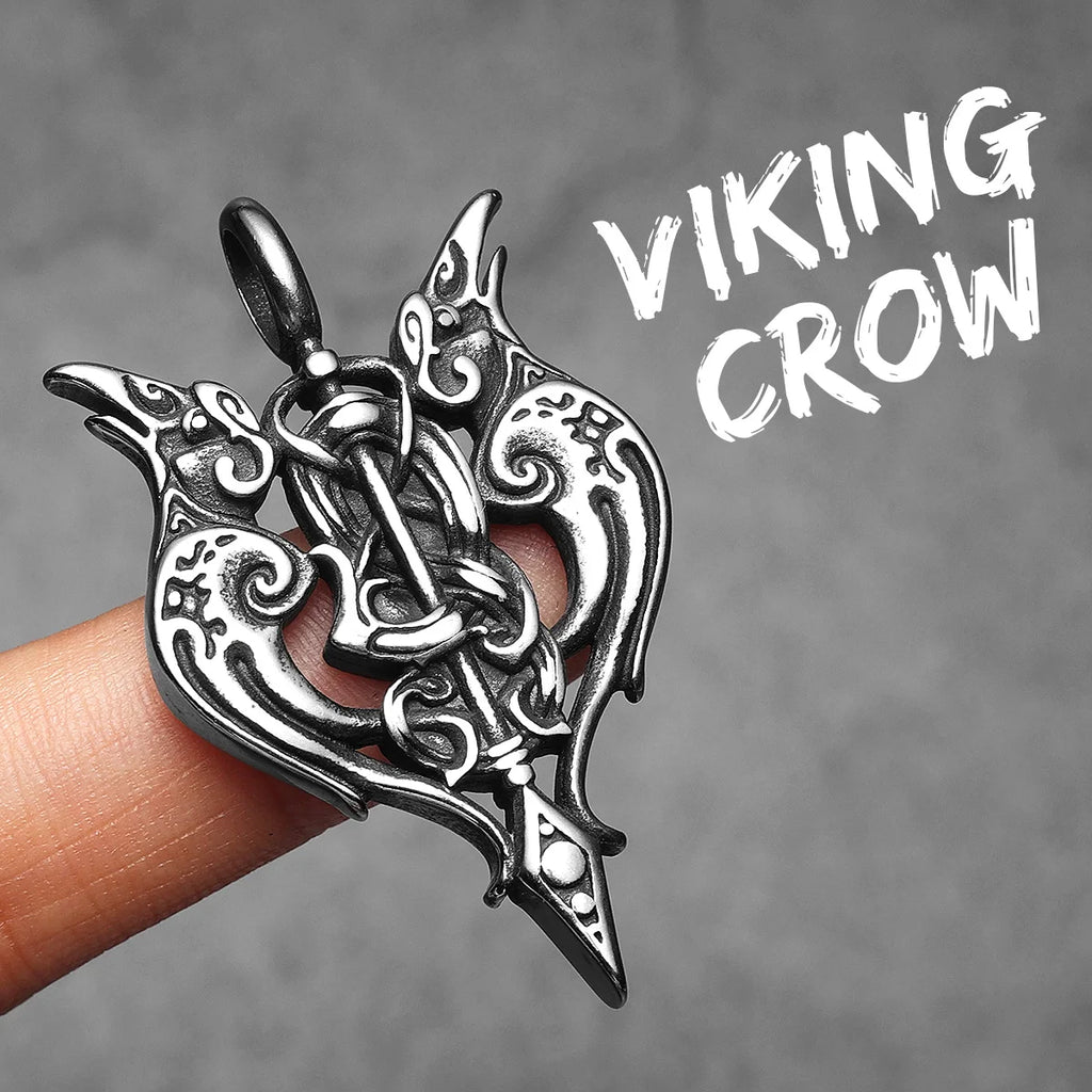 PENDRA Raven Sword Steel Necklace