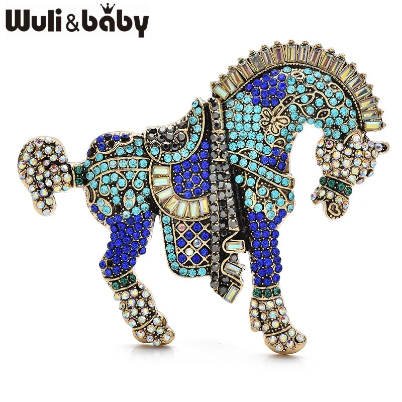 PENDRA Noble Horse Rhinestone Animal Brooch