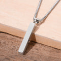 Waterproof 3D Vertical Bar Necklaces for Men,Minimalist Stainless Steel Geometric Pendant with Box Chain,Male Collar Jewelry