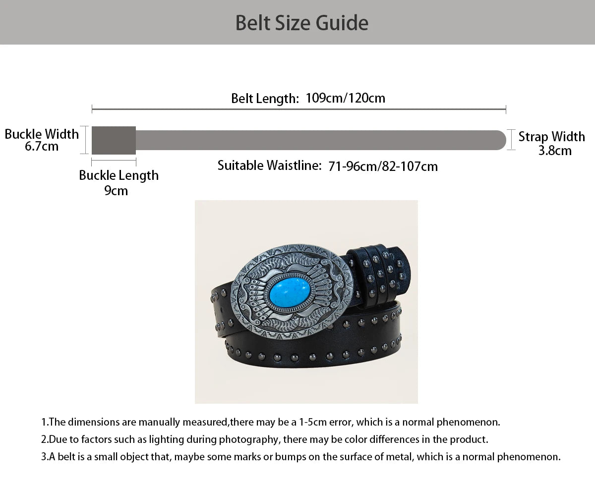 PENDRA Lunaine Leather Turquoise Buckle Western Gothic Belt