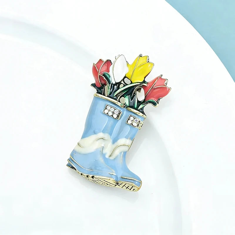 PENDRA Rainbloom Flower Rain Boot Brooch
