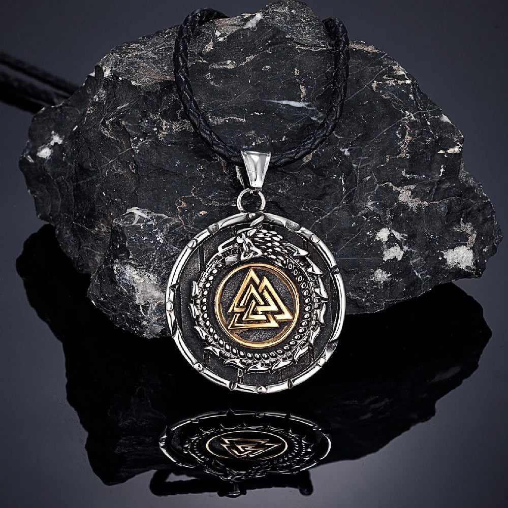 PENDRA Dragon Rune Steel Necklace