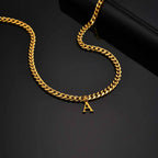 18K Gold Color Initial Necklace for Men Women,A-Z 26 Alphabet Letters Stainless Steel Chain Collars,Name Jewelry Gift