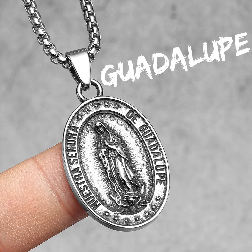 PENDRA Jesus Angel Cross Steel Necklace