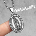Virgin Mary Guadalupe Angel Cross Stainless Steel Men Necklaces Pendant Chain Amulet For Women Fashion Jewelry Gifts Wholesale