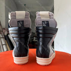 PENDRA Shadowline Grey Black Leather High-Top Zip Thick-Sole Ankle Boots