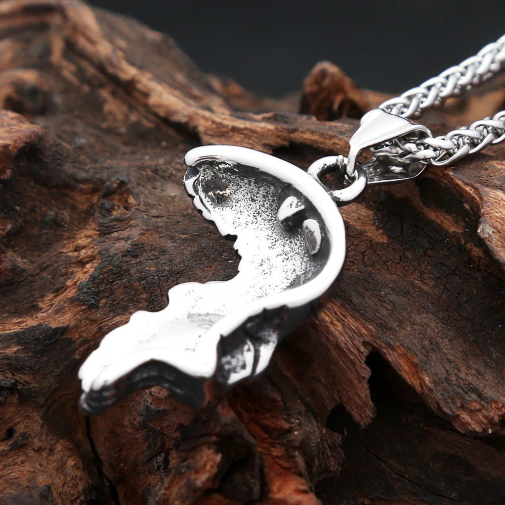 PENDRA Skullmask Punk Vintage Half-Face Skull Pendant Necklace