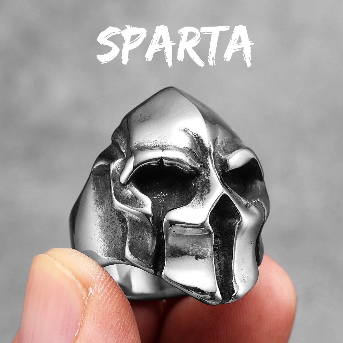 Stainless Steel Men Rings Spartan Helmet Warrior Skull Punk Rock Gothic for Biker Male Boy Jewelry Creativity Gift Wholesale