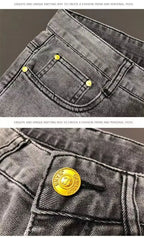 High-end Hot Diamond Jeans Men's Spring and Autumn Tide Brand Slim-fitting Small Feet Tiger Print Gray Casual Men Trousers Man