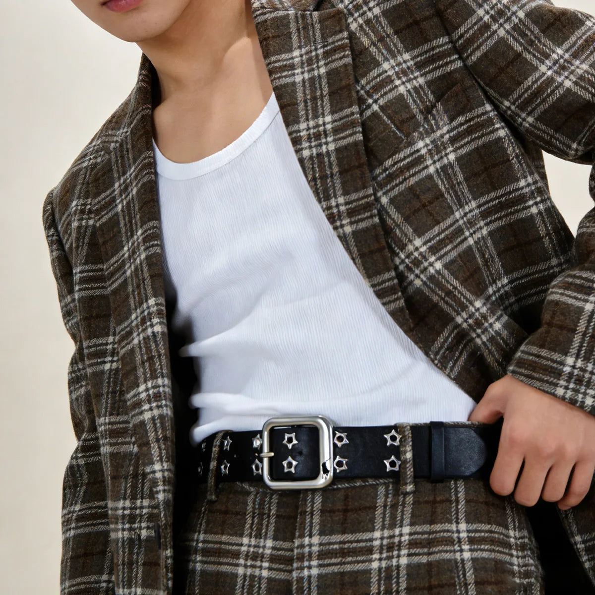 PENDRA Elarara Leather Black D-Buckle Star Belt