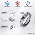 Grey Scar Rings for Men Boys,Retro Charm Metal Adjustable Ring Free Size Ring,New Fashion Jewelry Accessories Gifts