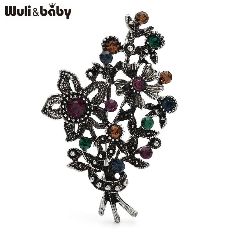 PENDRA Banquet Rhinestone Flower Brooch