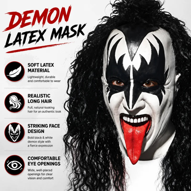 PENDRA Demon Curly Wig Latex Mask