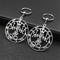 Gothic Symbol of Satan Hoop Earrings for Women Stainless Steel Silver Color Solomon Demon Seal Dangle Earring Jewelry E3592S06