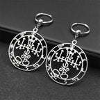 Gothic Symbol of Satan Hoop Earrings for Women Stainless Steel Silver Color Solomon Demon Seal Dangle Earring Jewelry E3592S06
