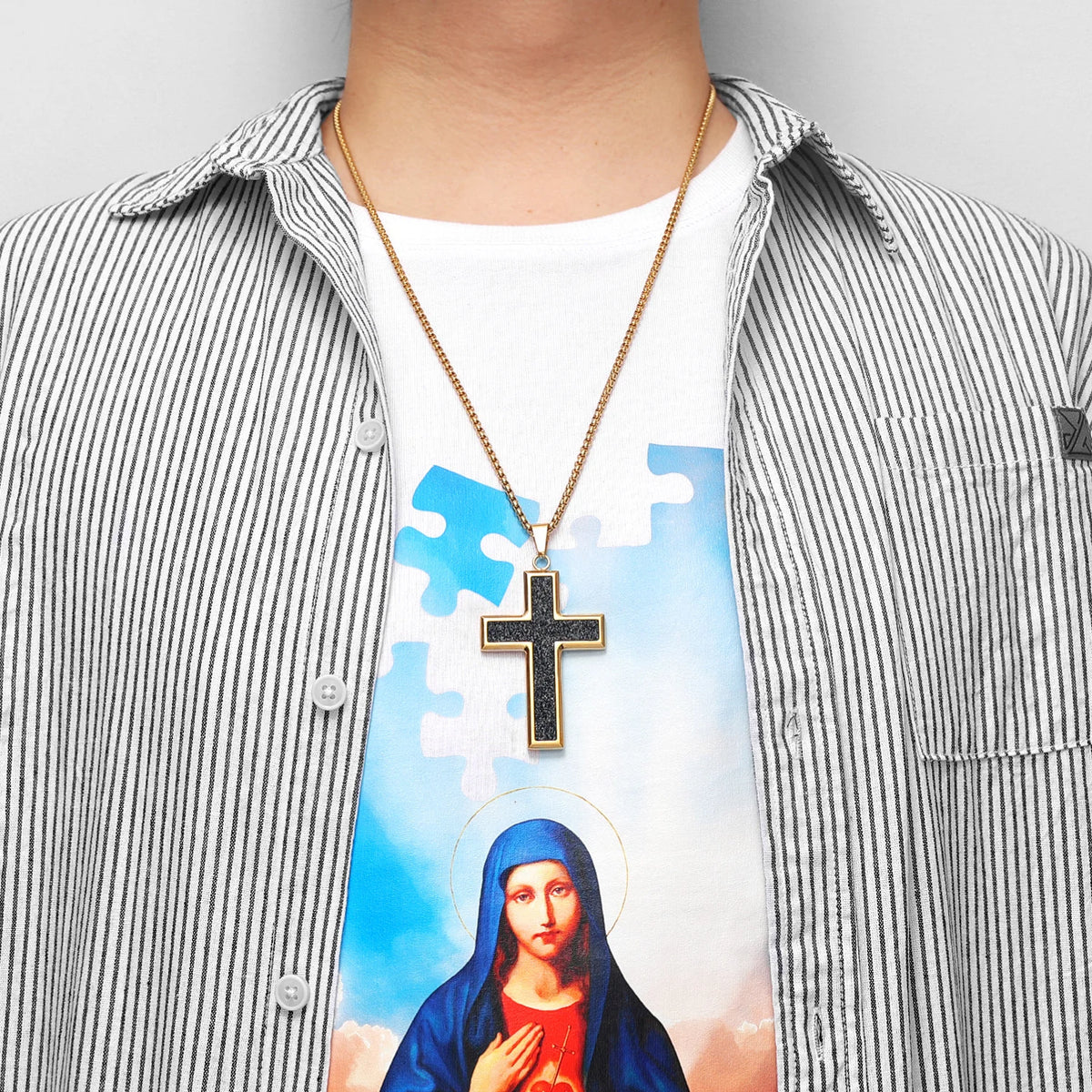 PENDRA Shining Cross Steel Necklace