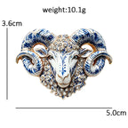 PENDRA Capra Enamel Rhinestone Goat Brooch