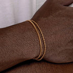 2pcs/set Thin Chain Bracelet for Men Boys,Stainless Steel Twisted Rope Chain Wristband,Adjustable Link Chains