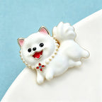 PENDRA Snowpup Enamel Running Dog Brooch