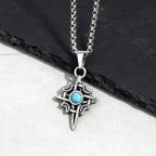 Vintage Viking Celtic Knot Necklace for Men,Stailess Steel Natural Stone Necklace,Punk Healing Jewelry Gift