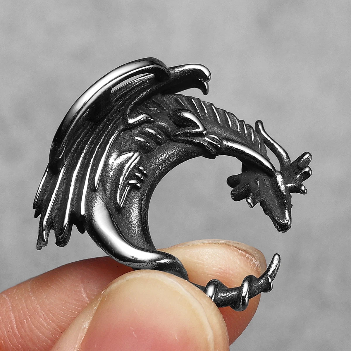 PENDRA Flying Dragon Steel Necklace