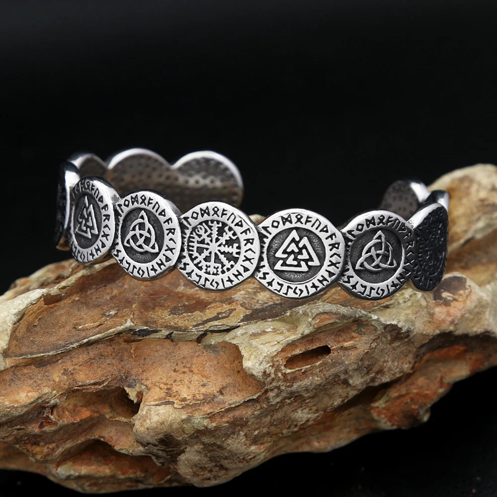 PENDRA Valknut Stainless Steel Nordic Rune Bracelet