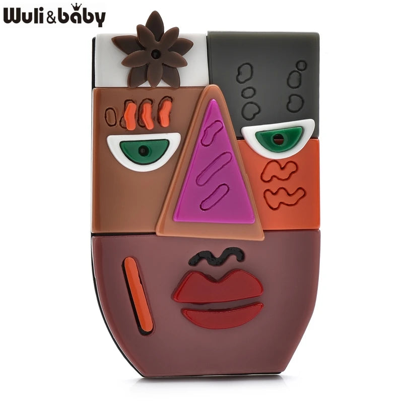PENDRA Acrylic Art Face Brooch