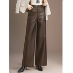 PENDRA Warm Drape Wide Leg PU Leather Pants