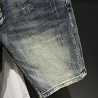 Harajuku Fashion Luxury Clothing Men's Knee-length Shorts Summer Denim Casual Jeans Vintage Washed  High-end Streetwear Shorts