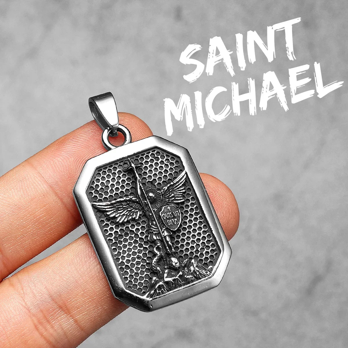 PENDRA Angel St Michael Steel Necklace