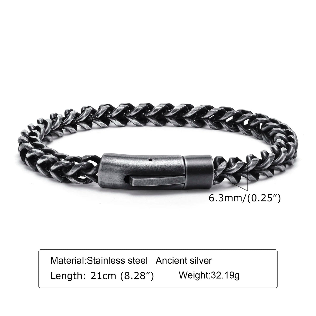 Stylish Stainless Steel Bali Foxtail Chain Bracelet for Men,Double Franco Link Chain Bracelets,Male Jewelry Gift for Dad Son