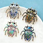 PENDRA Lovely Beetle 4-color Rhinestone Brooch