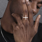 Stainless Steel Open Ring for Men Boys,Simple Cross Ring Men Ring,Classic Faith Jewelry Gifts
