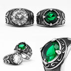 PENDRA Gems Carving Rock Steel Ring