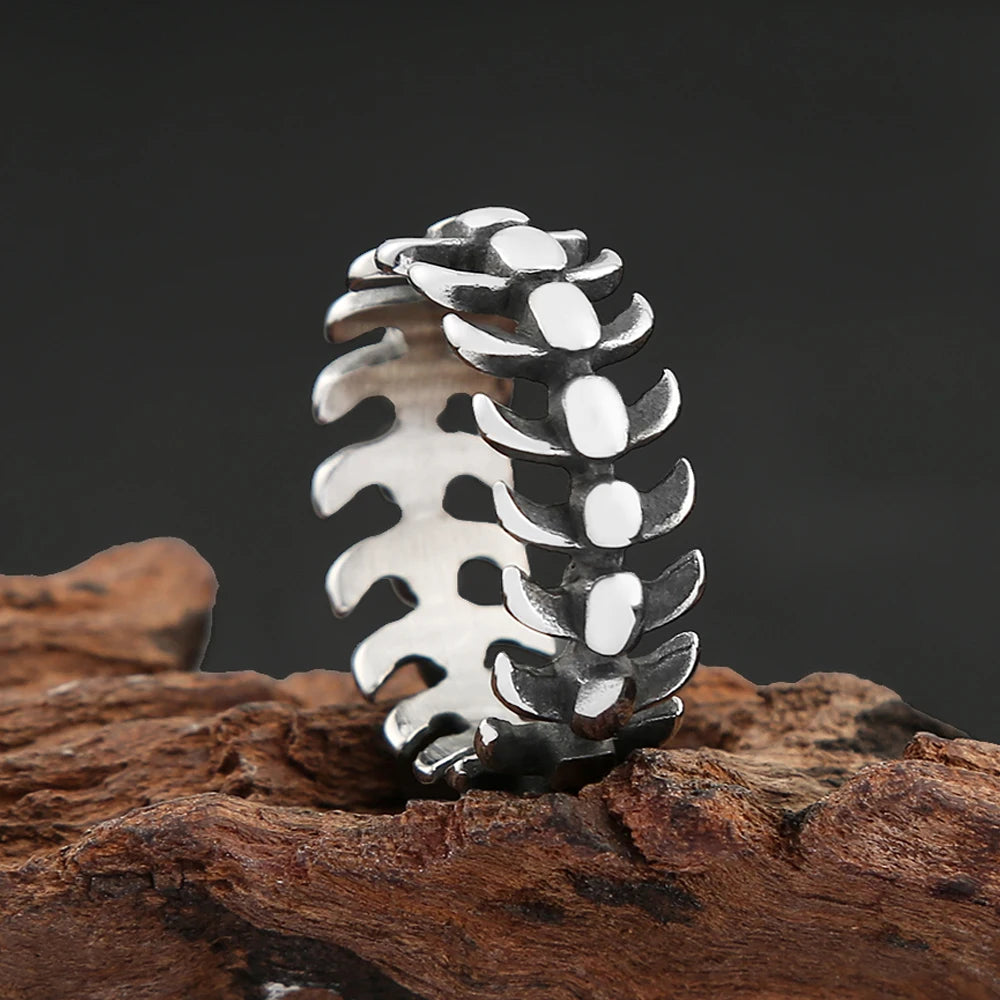 PENDRA Fishbone Stainless Steel Fish Bone Ring