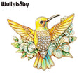 PENDRA Floral Hummingbird Rhinestone Brooch