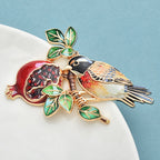 PENDRA Pomegranate Bird Animal Fruit Flower Brooch