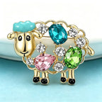 PENDRA Cute Crystal Sheep Brooch
